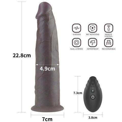 WIBRATOR 9'' DUAL LAYERED SILICONE ROTATOR CZARNE