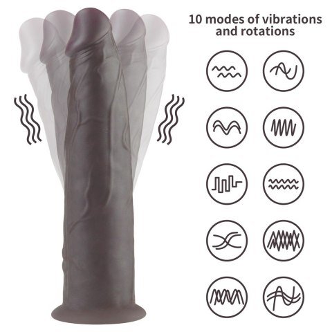 WIBRATOR 9'' DUAL LAYERED SILICONE ROTATOR CZARNE