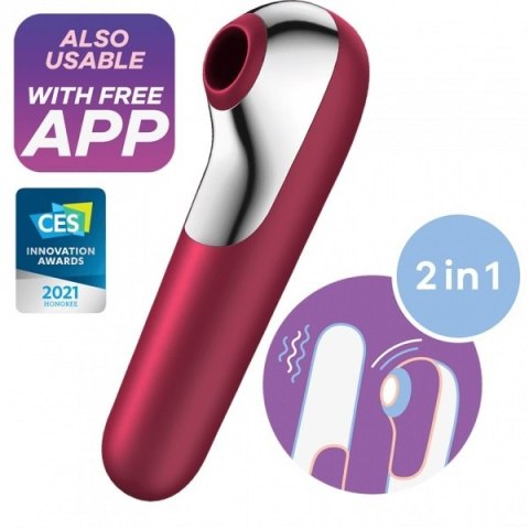 Stymulator łechtaczki z wibratorem Dual Love Red Satisfayer
