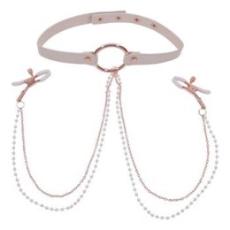 S&M Peaches 'N Creame Collar With Nipple Clamps Sportsheets
