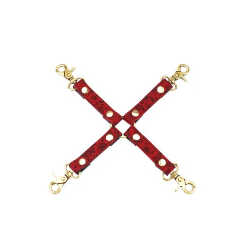 Uprząż Kinbaku Ukiyoe Red Rosy Leather Hogtie Liebe Seele