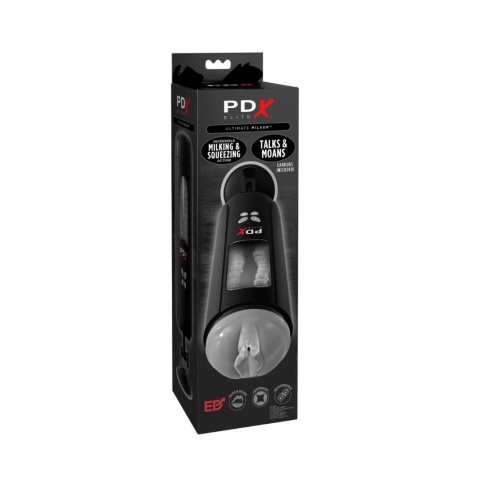 PDX Elite Ultimate Milker Clear – masturbator obrotowy ze słuchawkami