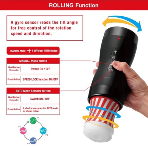 TENGA VACUUM GYRO ROLLER – zautomatyzowany masturbator z elektronicznym ssaniem i rotacją żyroskopową