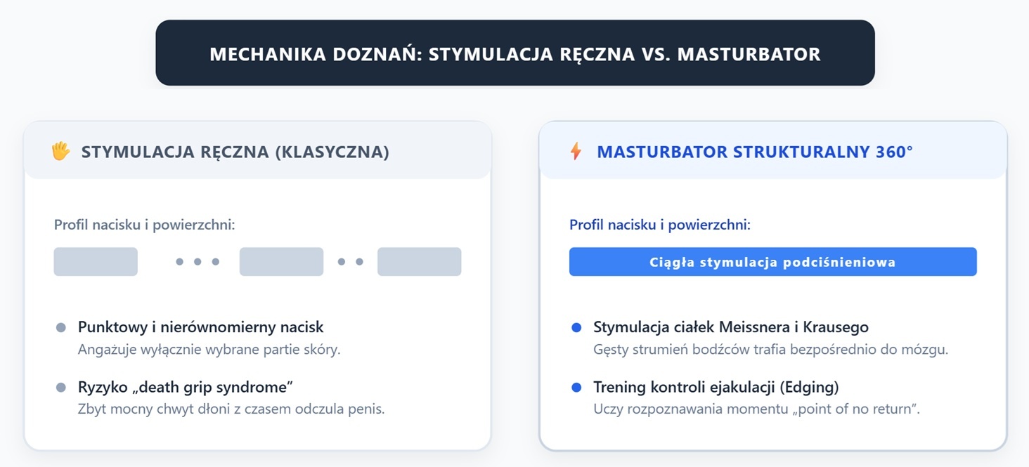 Porównanie stymulacji ręcznej z masturbatorem